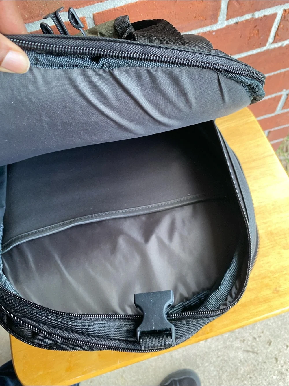 Black and Olive Laptop Backpack with Padded Handles